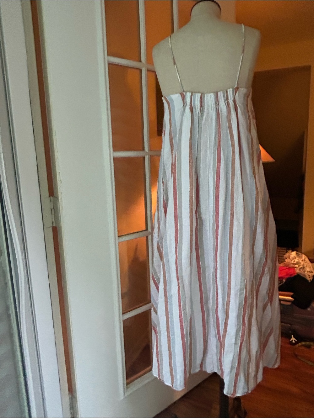 Madewell linen Maxi Slip Dress chevron stripe. Sz. Small - Picture 7 of 12